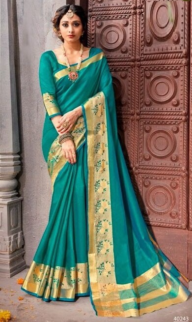 Cotton Silk Saree - Premium Quality Silk Fabric, Banarsi Style With Beautiful Printed Pattern And Thread Work | Ideal For All Seasons