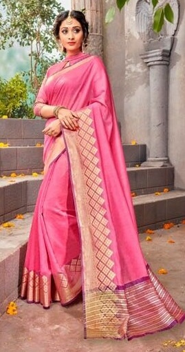 Cotton Silk Saree - Premium Quality Silk Fabric, Banarsi Style With Beautiful Printed Pattern And Thread Work | Ideal For All Seasons