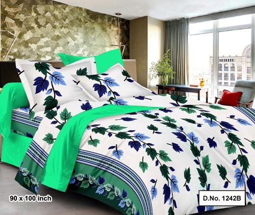 Bedsheet - 100% Cotton Satin, Queen Size 90x100 With 2 Printed Pillow Covers | Available In 4 Vibrant Colors, Thread Count 210