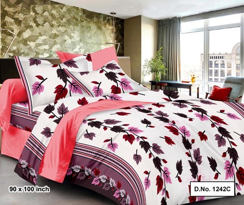 Bedsheet - 100% Cotton Satin, Queen Size 90x100 With 2 Printed Pillow Covers | Available In 4 Vibrant Colors, Thread Count 210