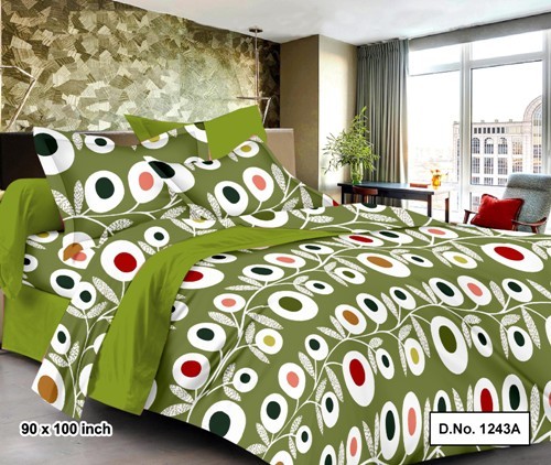 Bedsheet - 100% Cotton Satin, Queen Size 90x100 With 2 Printed Pillow Covers | Available In 4 Vibrant Colors, Thread Count 210