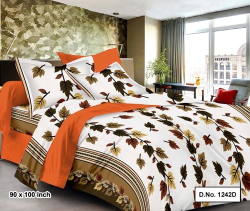 Bedsheet - 100% Cotton Satin, Queen Size 90x100 With 2 Printed Pillow Covers | Available In 4 Vibrant Colors, Thread Count 210