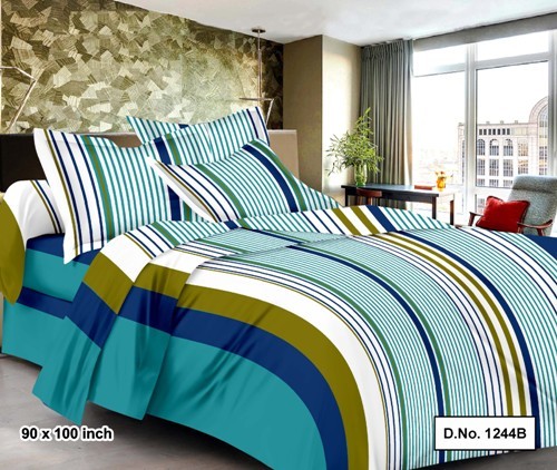 Printed Bedsheet - 100% Cotton Satin, 90x100cm Size, With 2 Pillow Covers, Available In 4 Colors, Printed Pattern, Plain Style