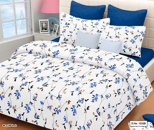 Double Size Bed Sheets - 100% Cotton Satin, 60x90 Dimensions, Available In 4 Colors - Printed Pattern, Includes 2 Pillow Covers