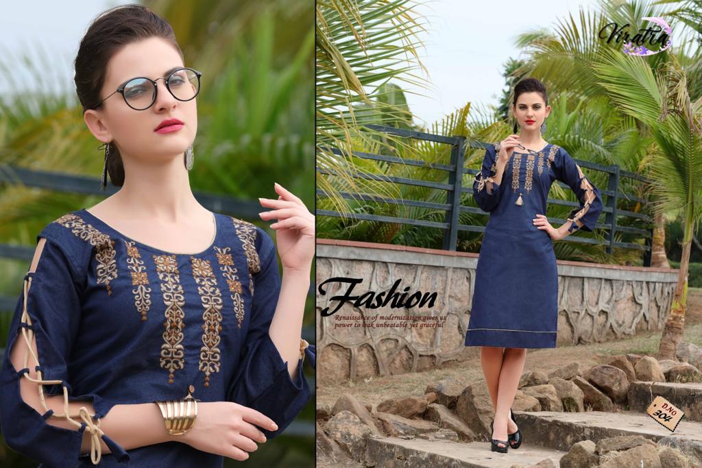 Denim Fabric Fancy Kurti