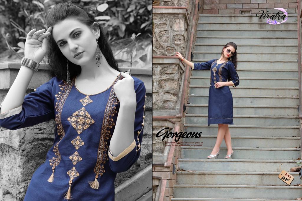 Denim Fabric Fancy Kurti