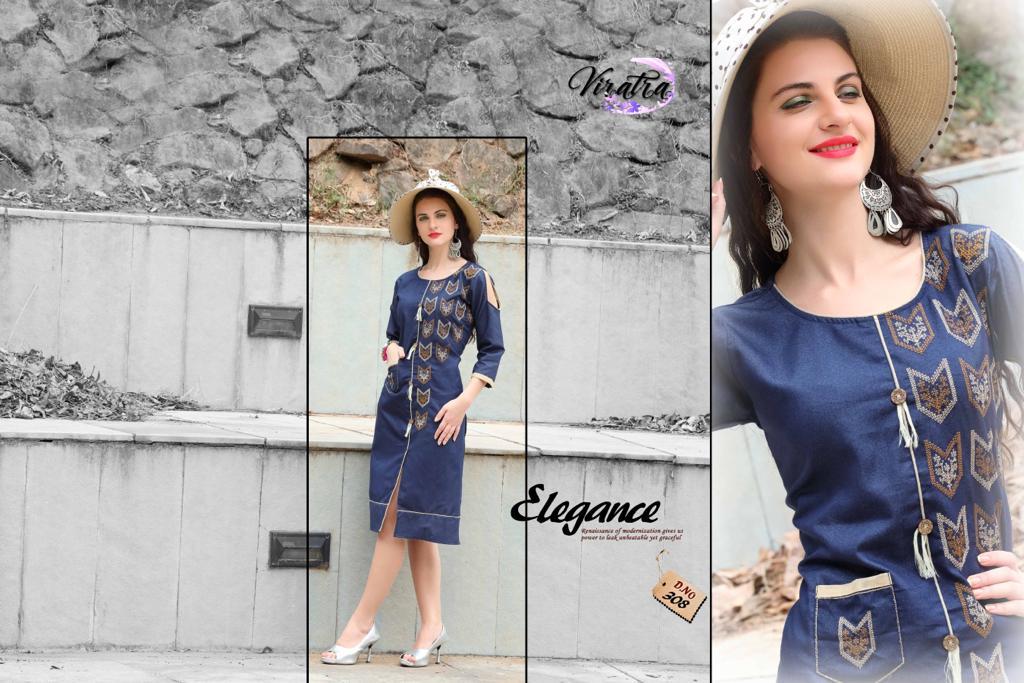 Denim Fabric Fancy Kurti