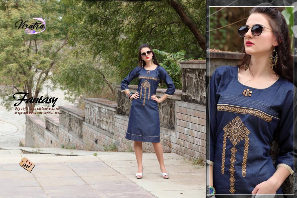 Denim Fabric Fancy Kurti