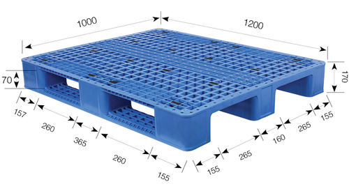 Industry Heavy Duty Plastic Pallet With 3 Runners Deck Type: Grid