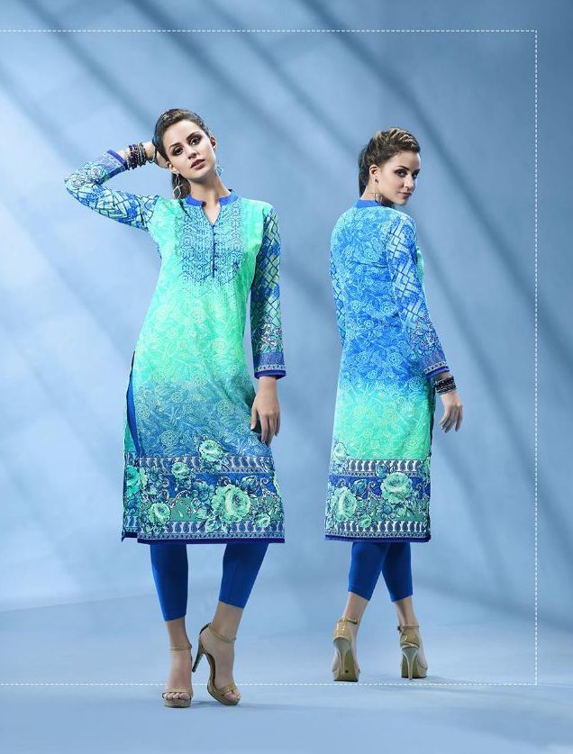 Crepe Kurti - Customized Fit Up To 40" | Multi-color Printed, Trendy Bollywood Style, Dry Clean & Washable