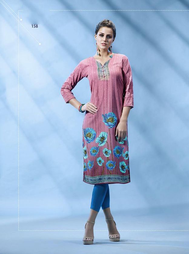 Crepe Kurti - Customized Fit Up To 40" | Multi-color Printed, Trendy Bollywood Style, Dry Clean & Washable