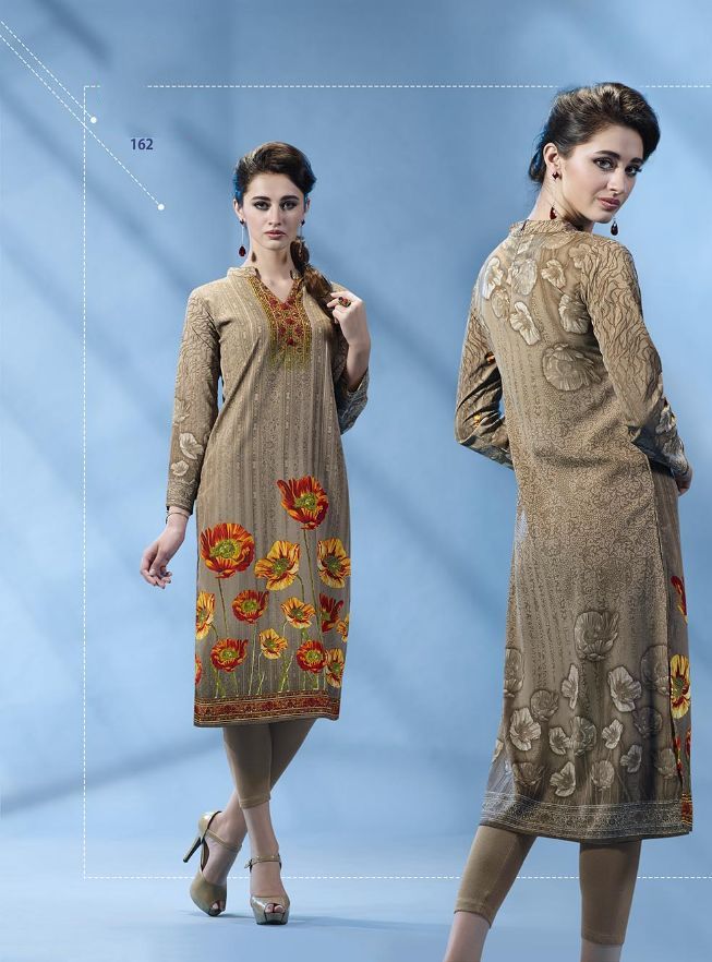 Crepe Kurti - Customized Fit Up To 40" | Multi-color Printed, Trendy Bollywood Style, Dry Clean & Washable