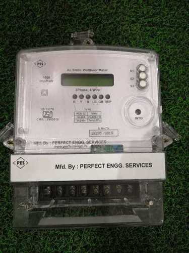 Three Phase Single Source Prepaid Meter - Engineering Plastic, 225x175x85 mm, Transparent and White | Microcontroller-Based, Compact Wall Mount Design, Direct Current Measurement, High Accuracy Class 1.0