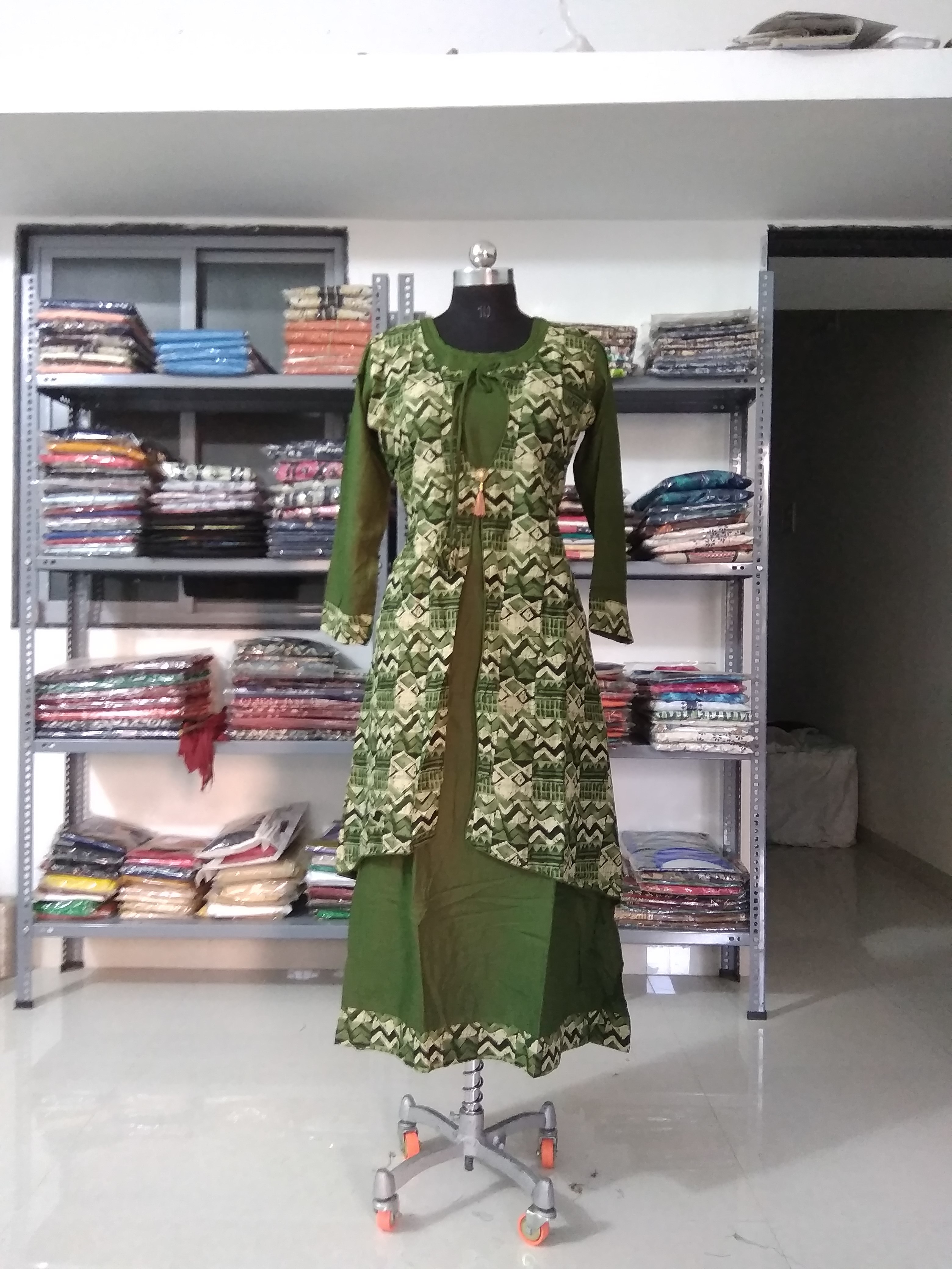 Printed Rayon Kurti - Rayon Fabric, Size 40, Length 50 Inches, Color Green, 3/4 Sleeves | Modern Style, Plain & Printed, Washable, Casual & Party Wear