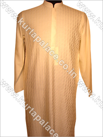 डीप बेज कॉटन सिल्क फैब्रिक कुर्ता