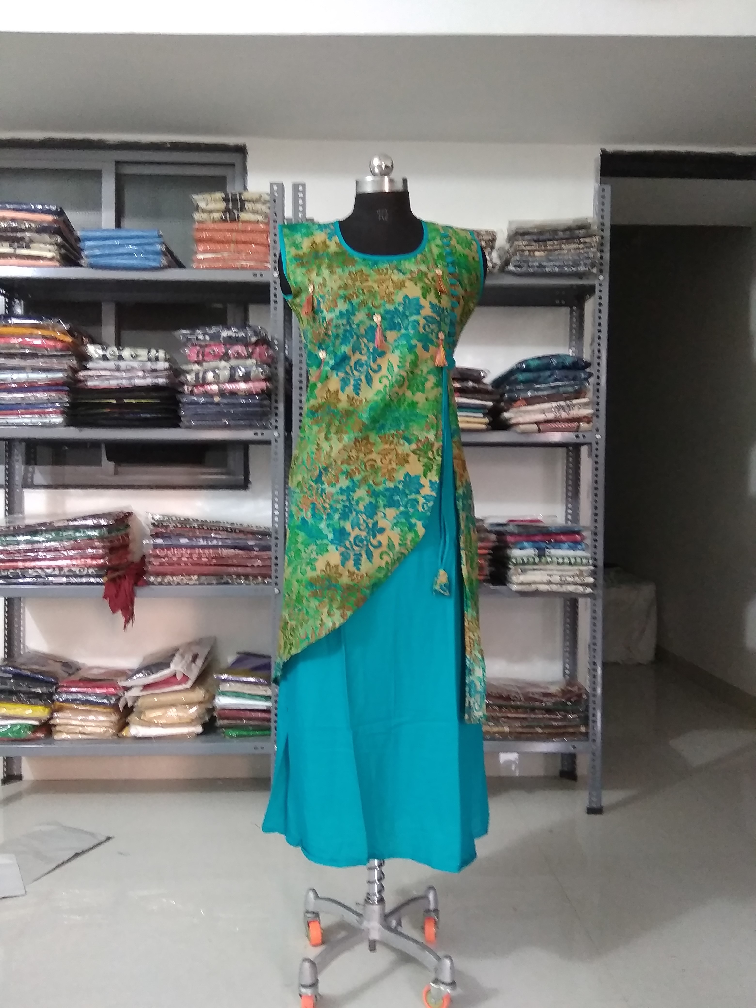 Sky Blue Printed Plain Kurti