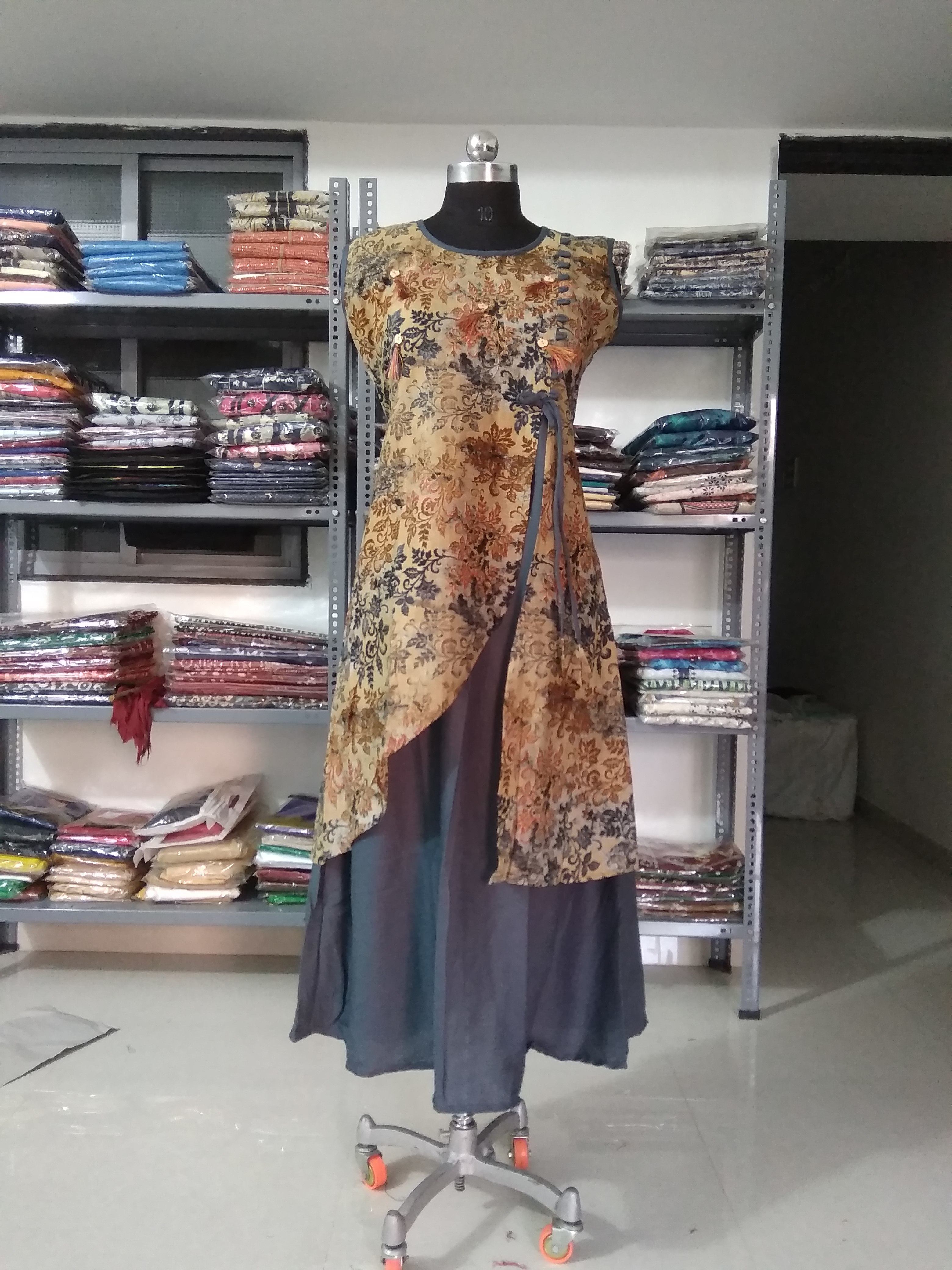 Sky Blue Printed Plain Kurti