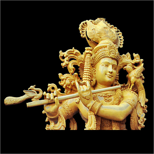 Wooden Lord Krishna Statue
