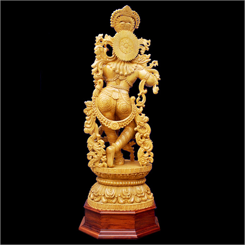 Wooden Lord Krishna Statue