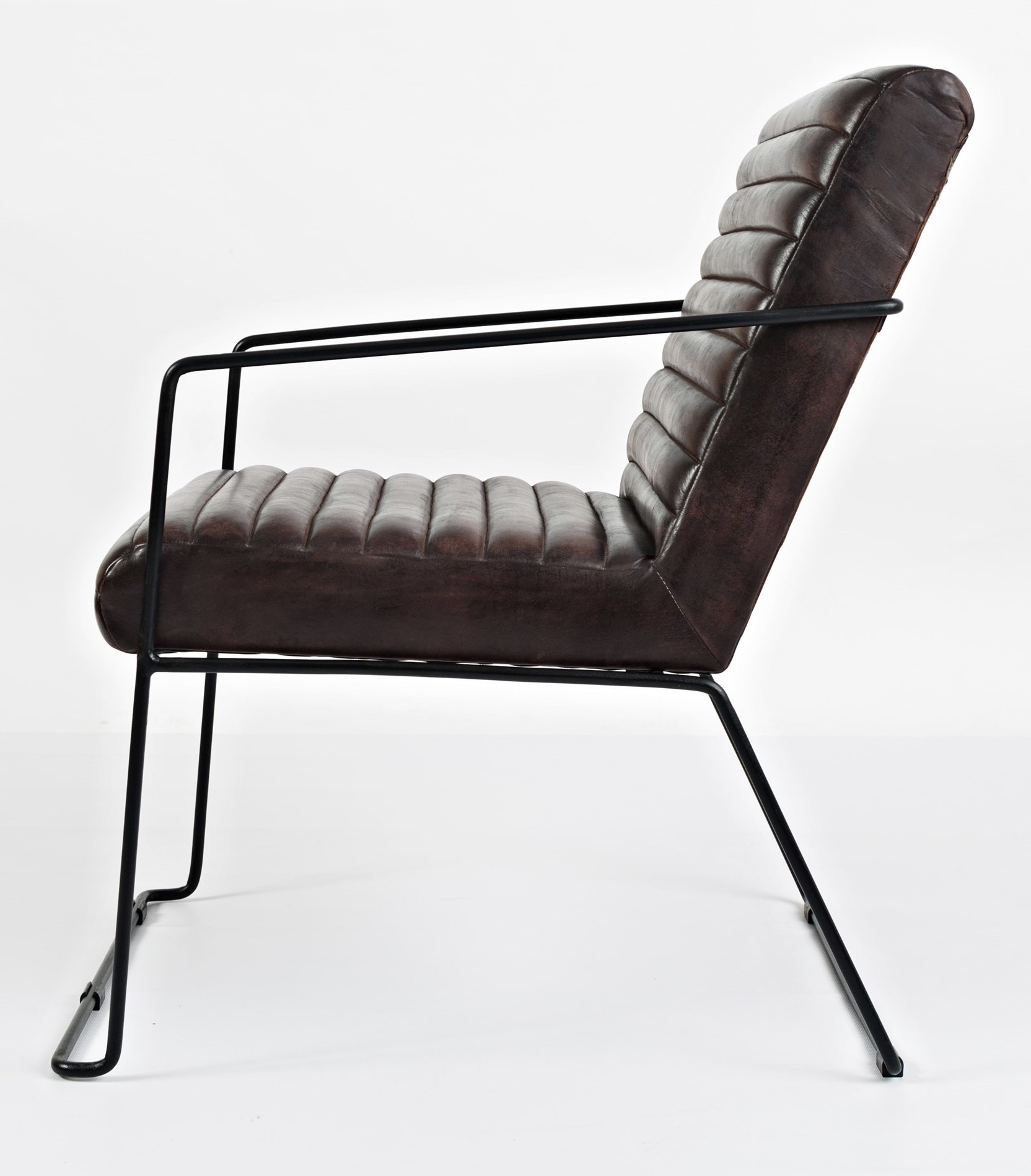 Leather Office Chair - Wrought Iron Frame, Foam Padded Seating , Elegant Black Coating And Bonded Leather Upholstery