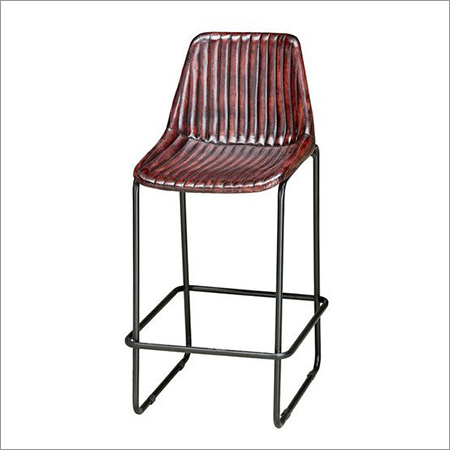 Iron Pipe Bar Chair With Leather Coated Seat No Assembly Required
