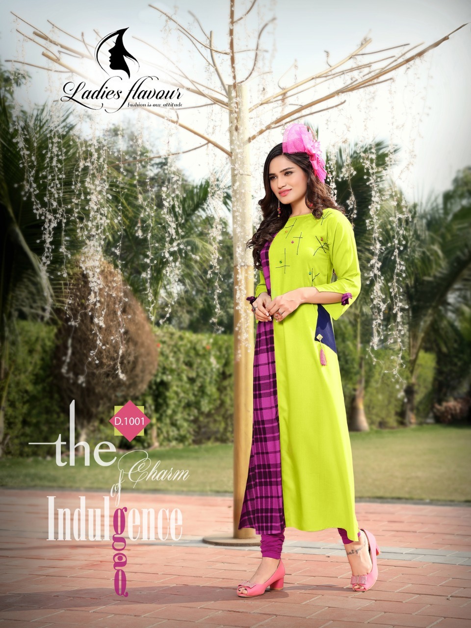 Yellow And Black Rayon Long Kurtis
