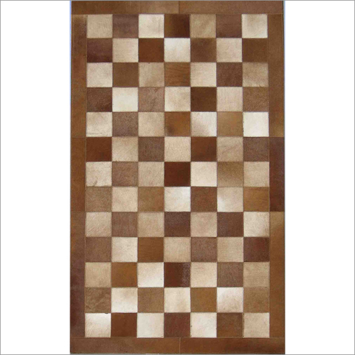 Check Leather On Carpet - Hair On Leather, Multiple Colors | Checked Pattern, Cloth Backing, Household & Commercial Use, 3 Year Warranty