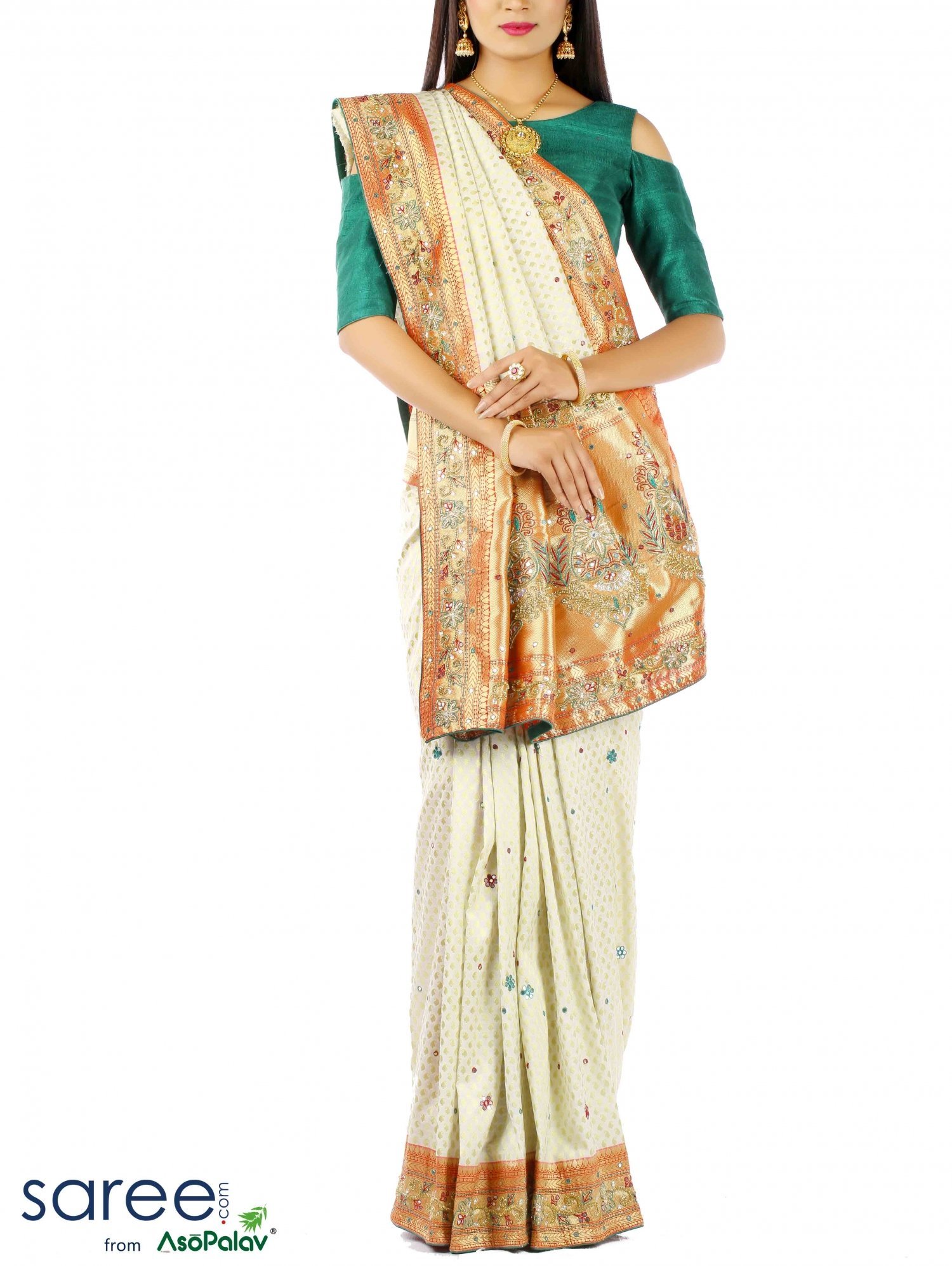 White And Red Panetar Sarees