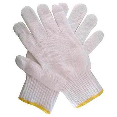 Knitted Hand Gloves - Woolen Material, Plain Pattern, White Color | Safety Usage, Knitted Technic for Enhanced Protection