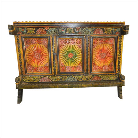 Wooden Carved Chest - Antique Indian Style Furniture , Handcrafted Solid Wood Design for Indoor Use