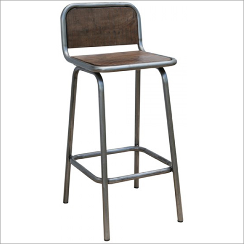Iron Pipe Bar Chair With Wooden Seat And Back No Assembly Required