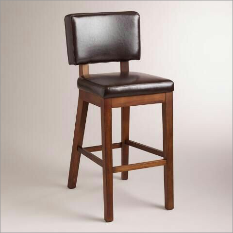 Mango Wood Bar Chair With Leather Seat No Assembly Required