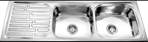 सिल्वर डबल बाउल सिंगल ड्रेन सिंक