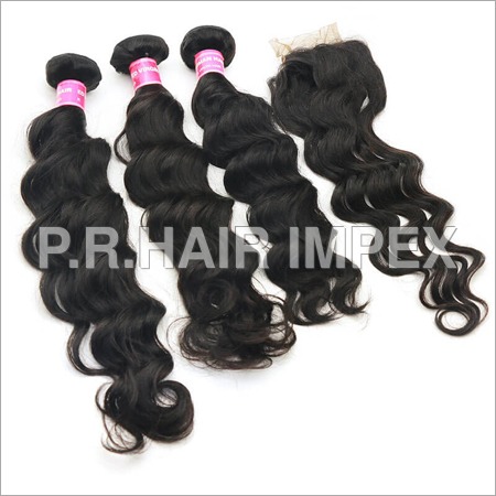 Curly Hair - 203.2-1016 mm Length, Black Color | Remy Indian Human Hair, Perfect for Women and Girls