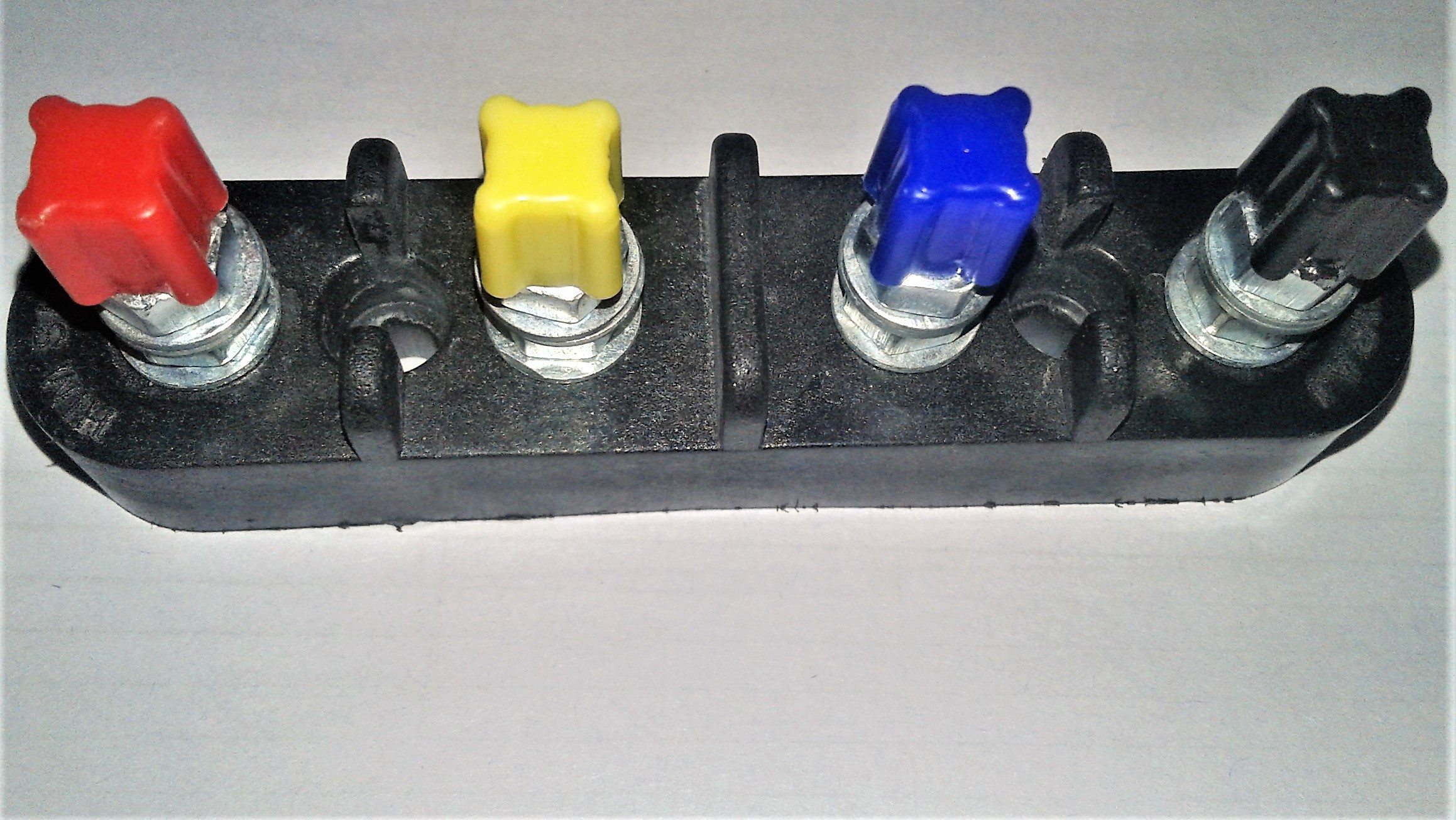 Terminal Block - High-resistivity Insulator, 220-2400 Rated Voltage, Black Color, 10-500 Weight | Industrial Busbar Support