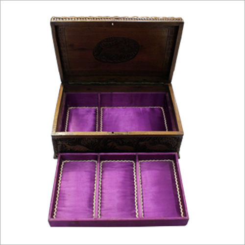 Designer Carved Box - Wood, 10x5x4 Inches, Brown | Wildlife Carvings, Velvet Lining, Elegant Lid Closure