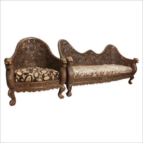 लकड़ी का नक्काशीदार सोफा सेट
