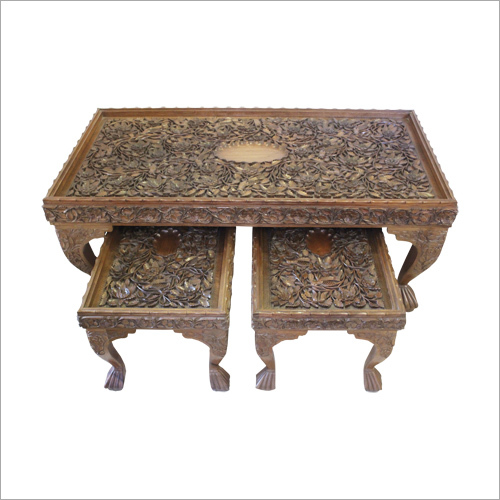 Wooden Carved End Tabe Set