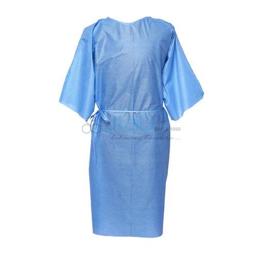 Patient Gowns - Non-Woven Light Blue, Short Sleeves | Disposable, Latex-Free, Tie Loops, Patient Comfort, Dignified Cover