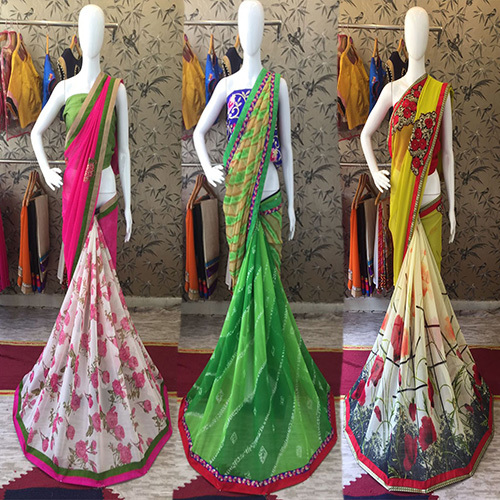Embroidered Georgette Designer Saree