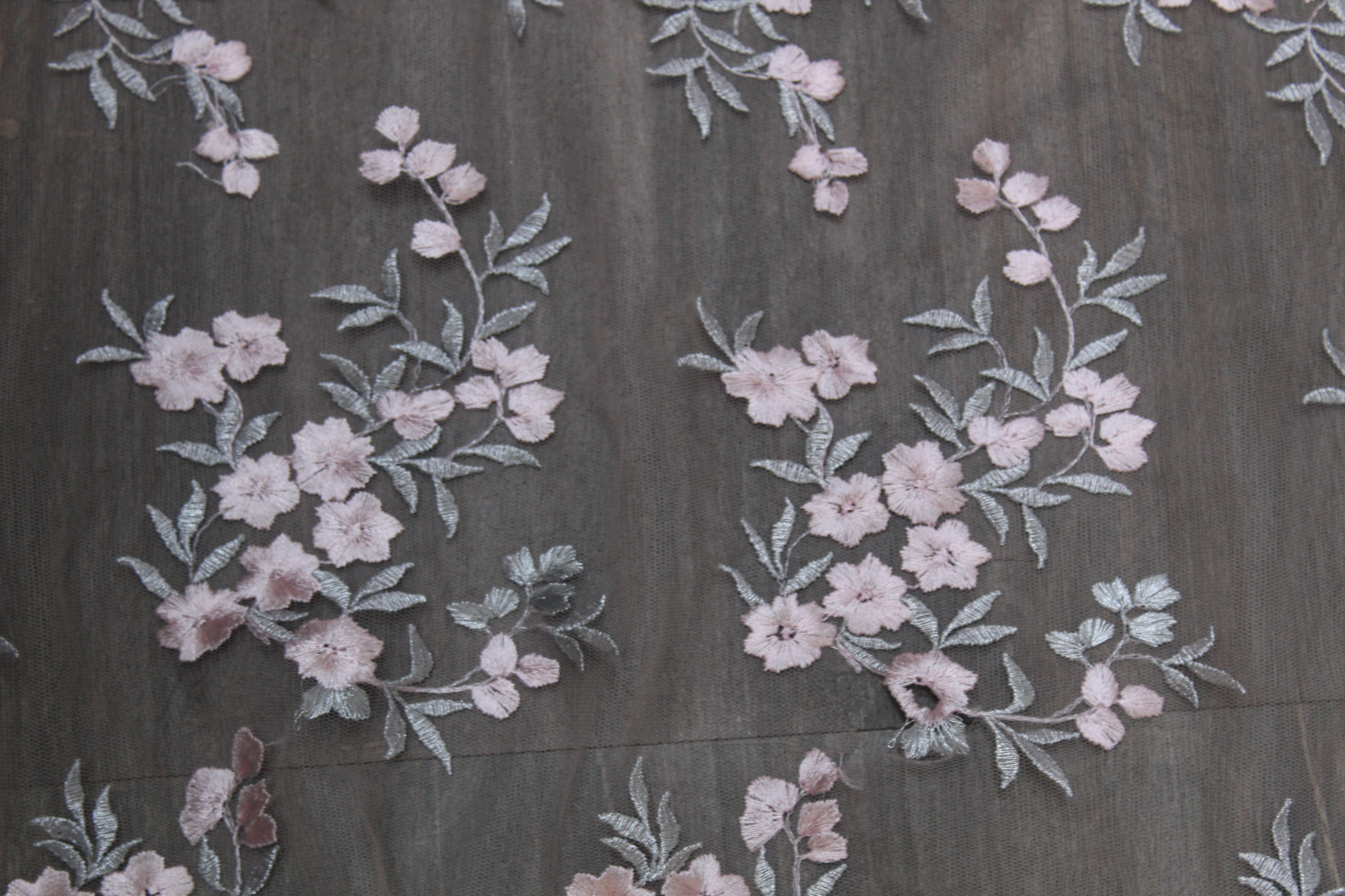 Hand Embroidered Net Fabric