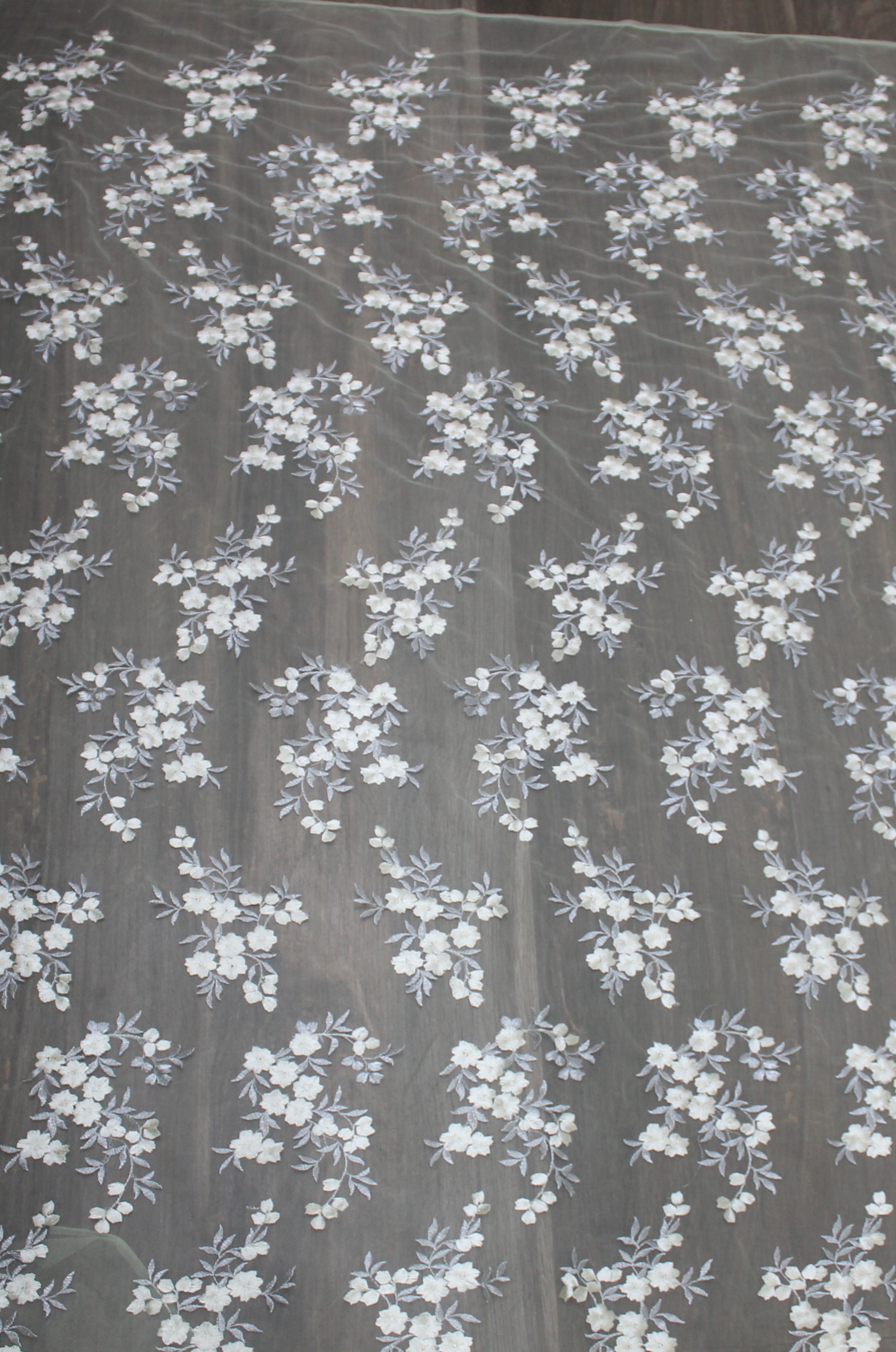 Hand Embroidered Net Fabric