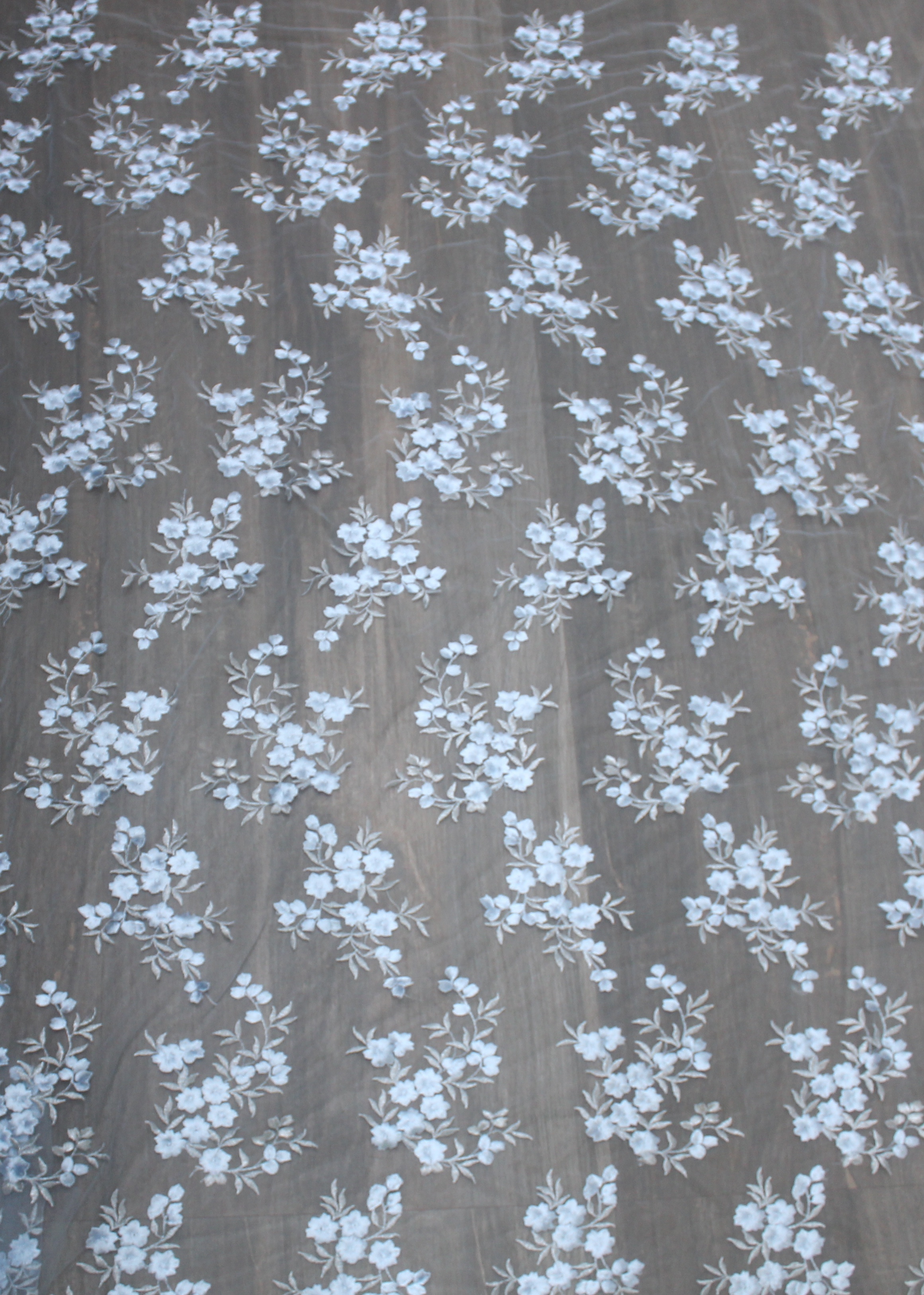 Hand Embroidered Net Fabric