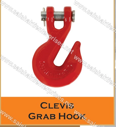 Clevis Grab Hook - Forged Steel, 1/2" Size, Red Finish | 10,000 lbs Working Load Limit, 4:1 Safety Factor, 5/16" Pin Diameter