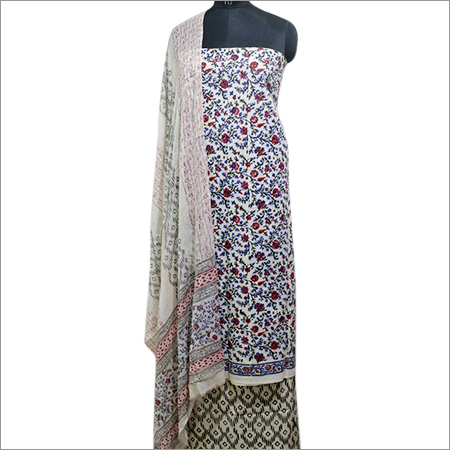कॉटन हैंड ब्लॉक प्रिंटेड अनस्टिच्ड ड्रेस मटीरियल