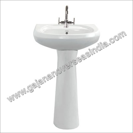 White Pedestal Wash Basin - Ceramic, Oval Shape, Elegant Finish | Smooth Edge, Scratch and Crack Proof, Modern Design