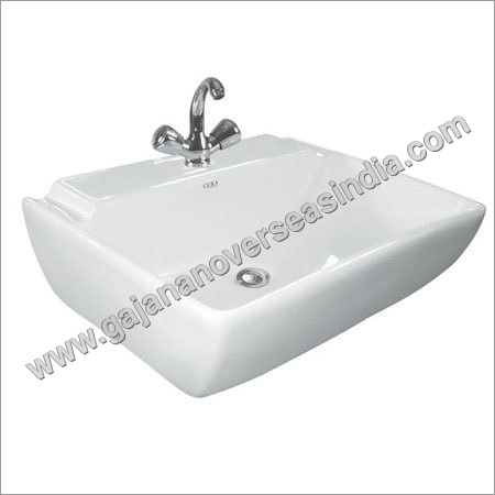 Pedestal Sink - Ceramic Material, Rectangle Shape, Ivory White | Beautifully Designed, Hydrophobic Shield Against Germs, Long Lasting Shine, Art Deco Style