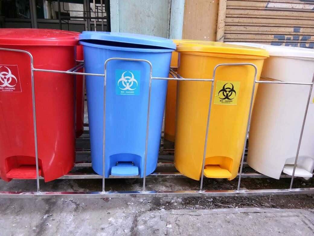 Red Biomedical Waste Trolley