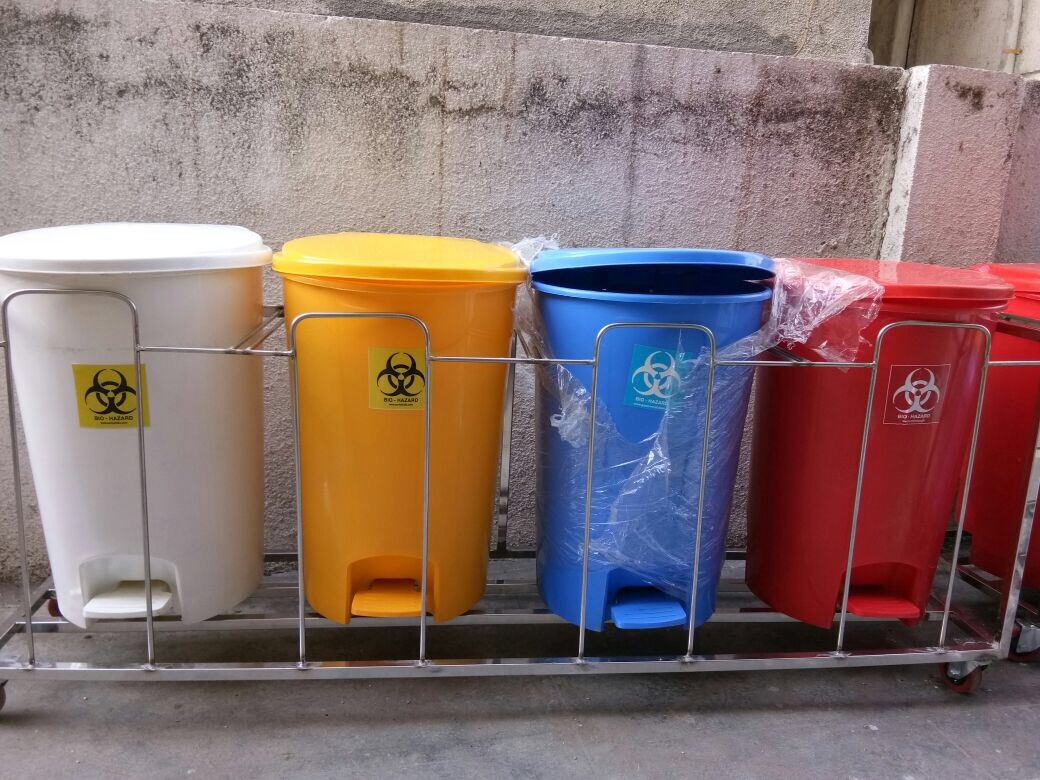 Red Biomedical Waste Trolley