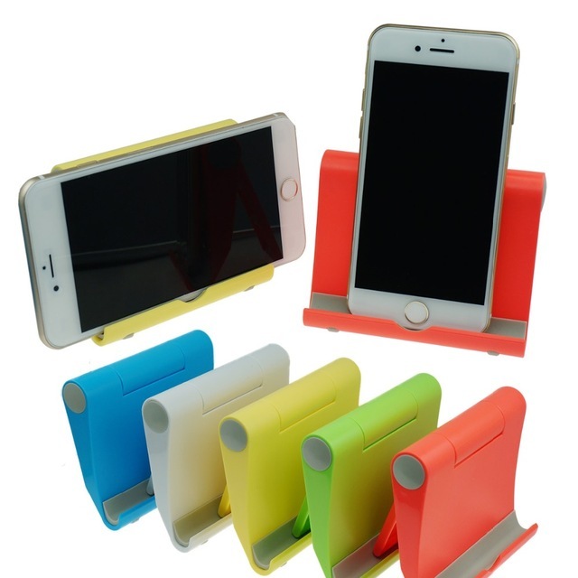 Universal Foldable Mobile Stand - Plastic | Size: 8.5x10x2cm, Black And Gray, Multi-angle Viewing, Non-slip Rubber, Compatible With Phones And Tablets